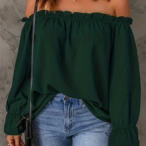 Off shoulder blouse with ruffle sleeves XL